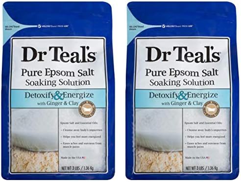 Dr Teal's Epsom Salt Bath Soaking Solution with Ginger and Clay - Detoxify and Energize - Pack of 2, | Amazon (US)