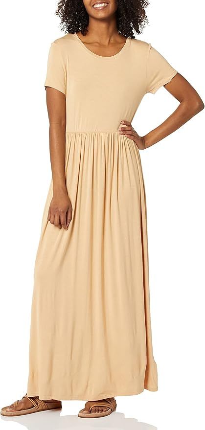 Amazon Essentials Women's Short-Sleeve Waisted Maxi Dress | Amazon (US)