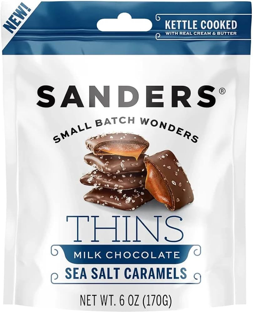 Sanders Milk Chocolate Sea Salt Caramel THINS - 6 ounce bag | Amazon (US)