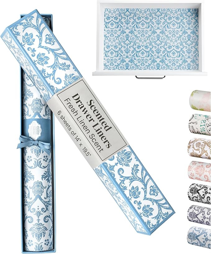 Drawer Liners - 14 in x 19.5 in (Royal Damask) Fresh Linen Scented Non-Adhesive Drawer Paper - Ca... | Amazon (US)