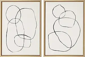 Kate and Laurel Sylvie Modern Circles and Going in Circles Framed Linen Textured Canvas Wall Art ... | Amazon (US)