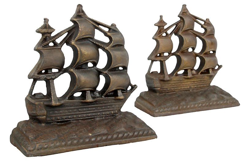Bronze Sailboat Bookends | One Kings Lane