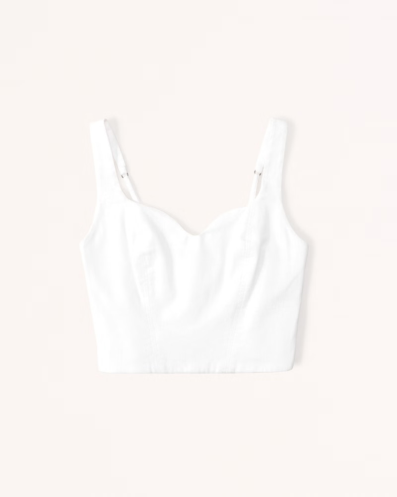 Linen-Blend Notch-Neck Set Top | Abercrombie & Fitch (US)