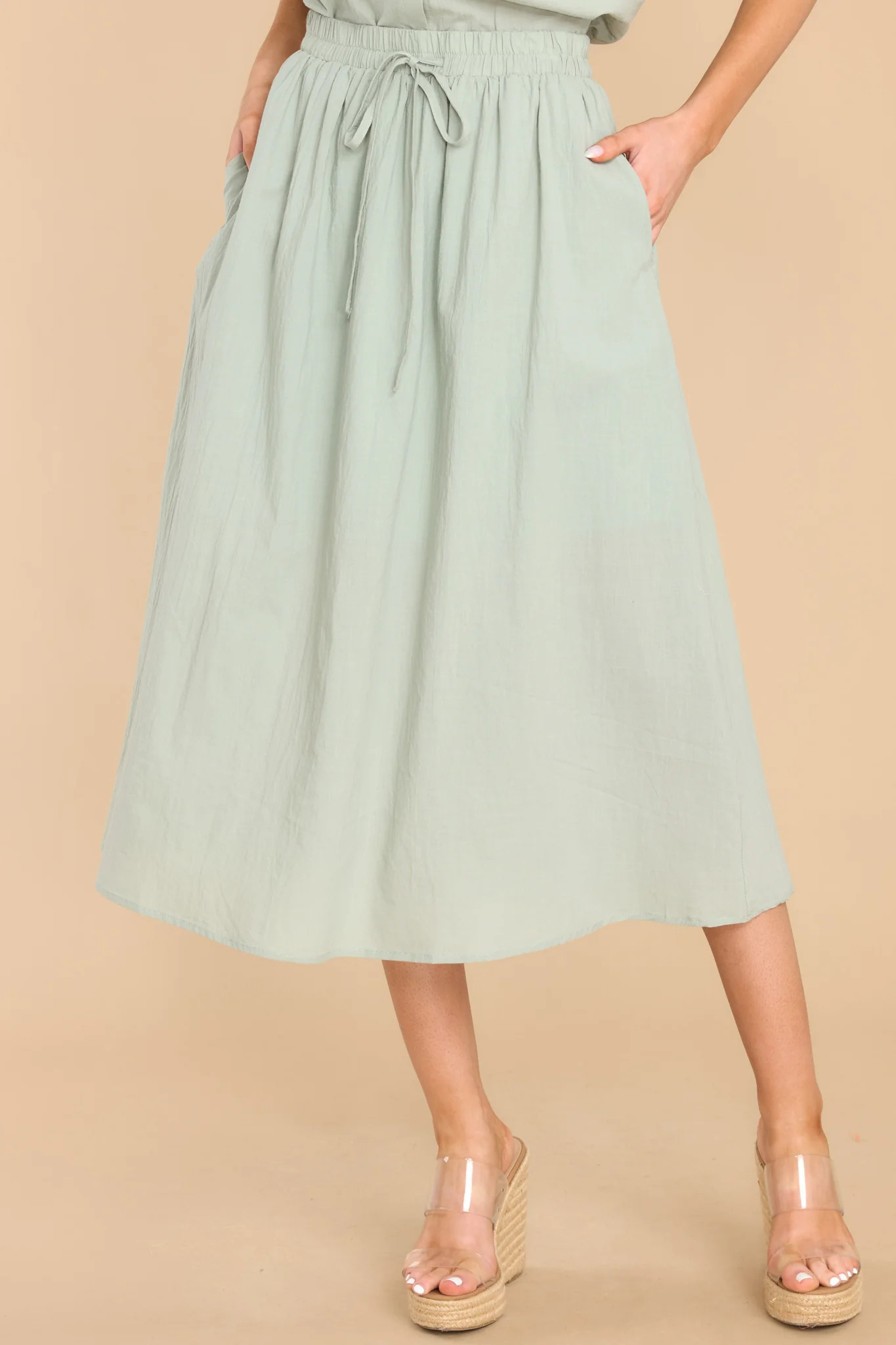 Love Lifts Me Sage Midi Skirt | Red Dress 