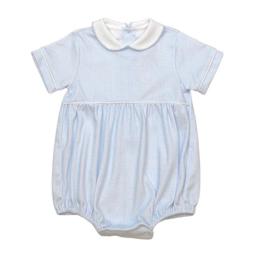 Lullaby Set Boys Covington Bubble in Blue Mini Gingham | Dear James