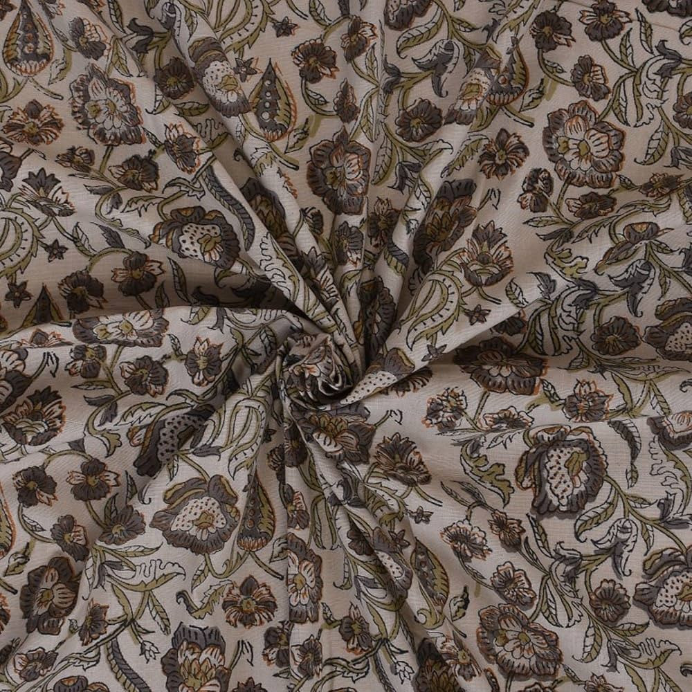 Trade Star 100% Cotton Natural Fabric for Dressmaking Indian Ethnic Running Sewing Fabric for Cra... | Amazon (US)