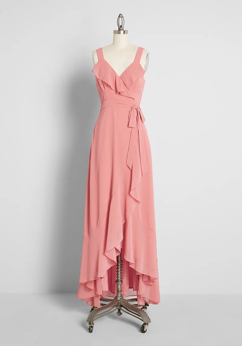 RUFFLE WRAP MAXI DRESS IN PINK TERRACOTTA GGT | ModCloth