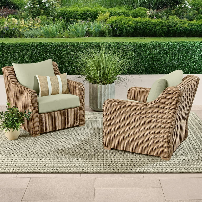 Better Homes & Gardens Bellamy Outdoor 2pk Lounge Chairs, Green | Walmart (US)