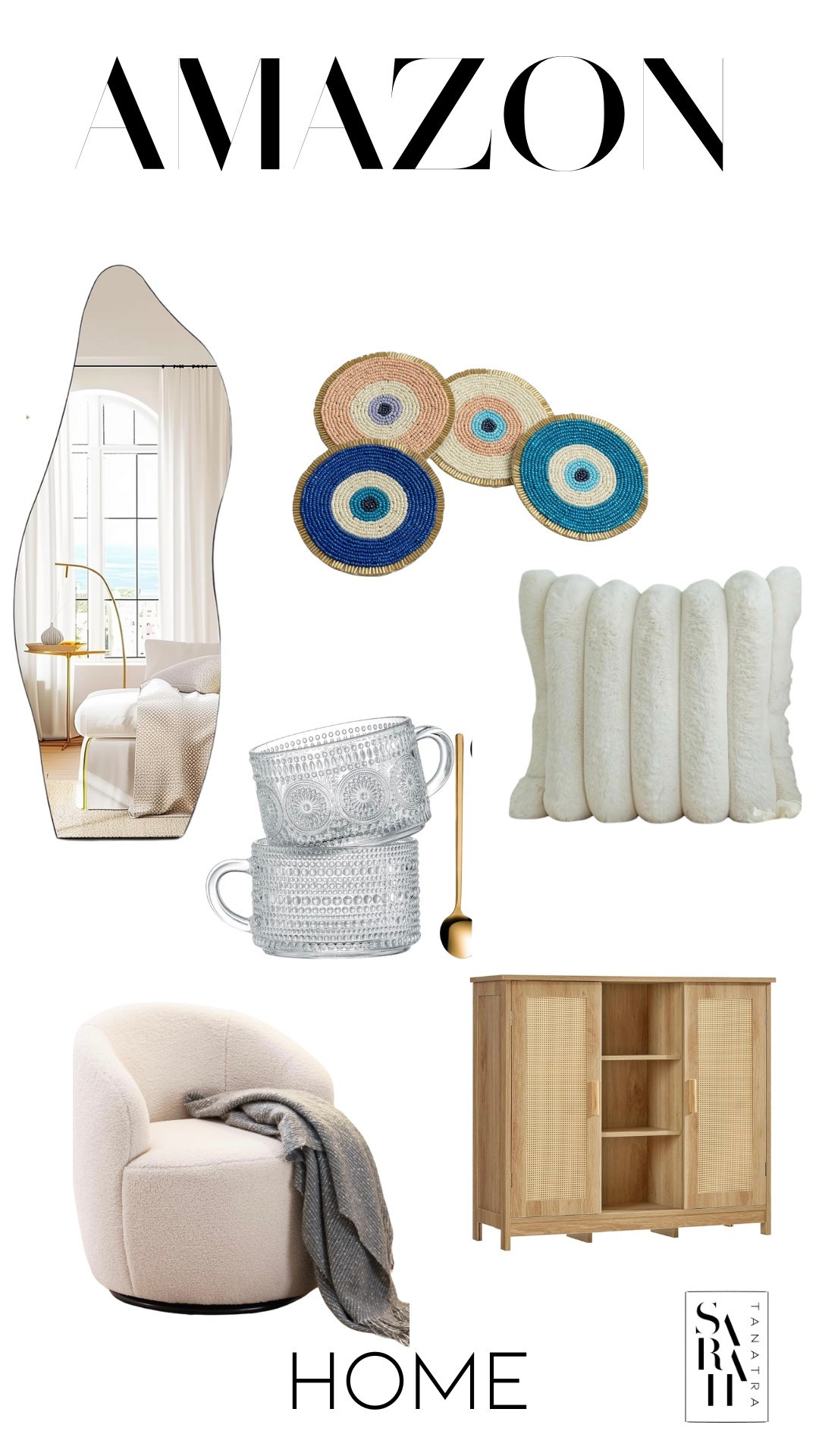 Amazon home
Asymmetrical full length mirror
Evil eye coasters 
Anthropologie dupes 
Modern pillows 
Glass coffee mugs 
Rattan console table 
Swivel chair 


#LTKHome #LTKStyleTip