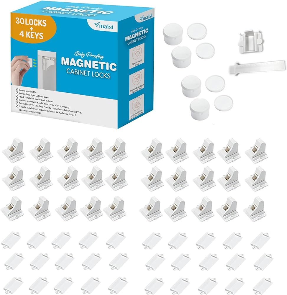 Vmaisi Baby Proofing Magnetic Cabinet Locks (30 Locks and 4 Keys) | Amazon (US)