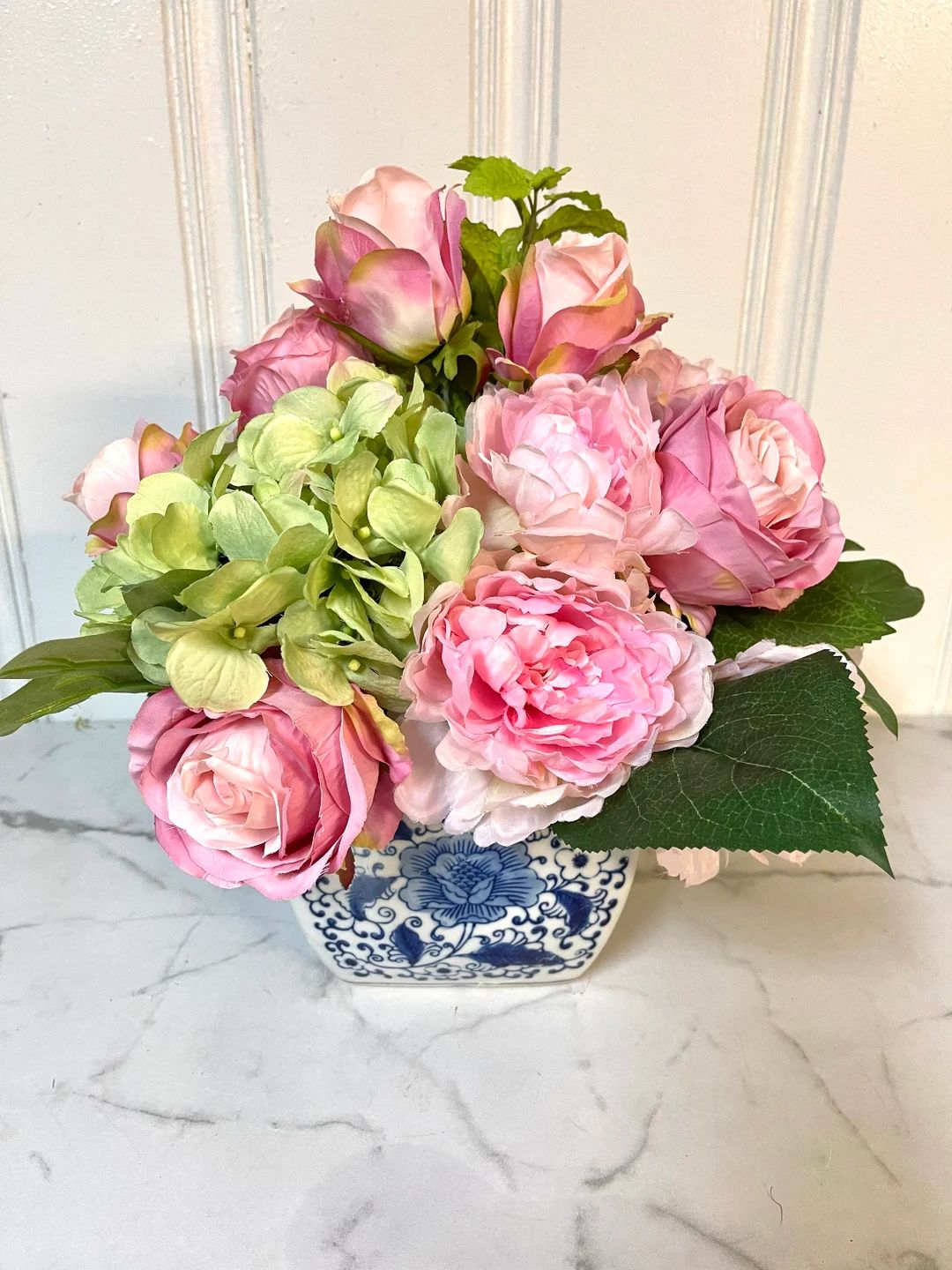 Grand Millennial Traditional Blue Oriental Chinoiserie Peony Rose Hydrangea Elegant Silk  Dining ... | Etsy (US)