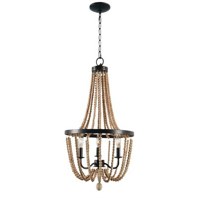 SEFINN FOUR 3-Light Burlywood Modern/Contemporary Beaded Chandelier | Lowe's