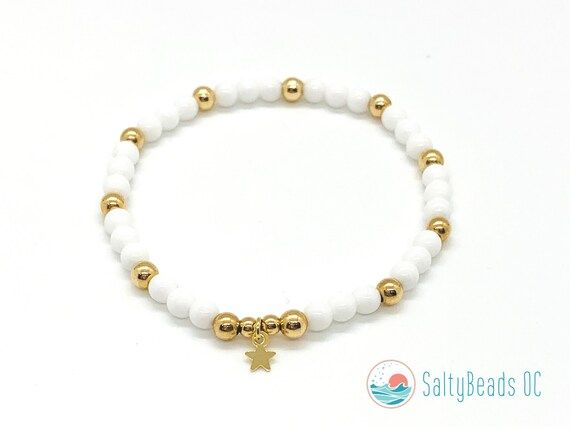 Custom Dainty Star White and Gold Charm Bracelet  | Etsy | Etsy (US)
