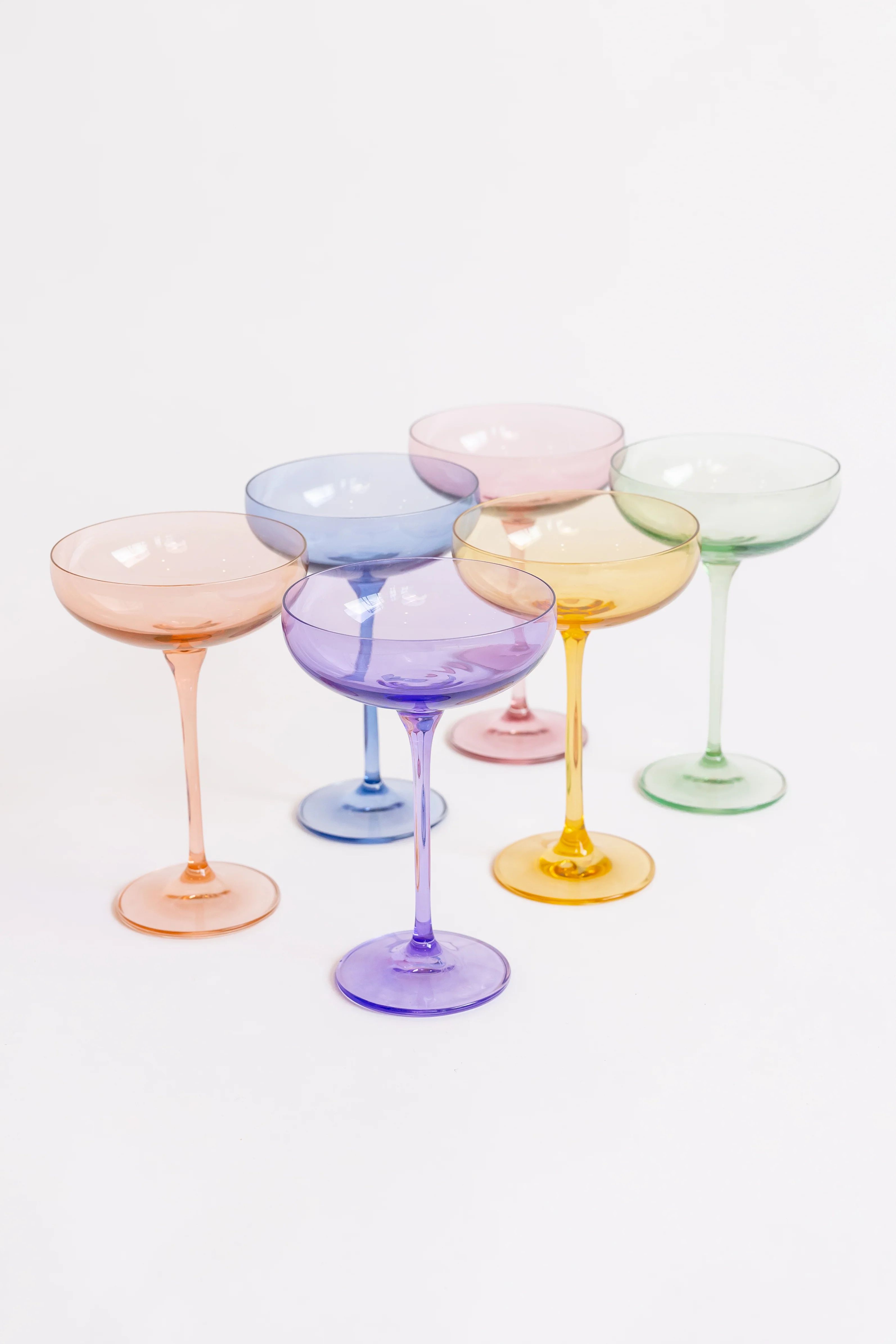 Estelle Colored Champagne Coupe Stemware - Set of 6 {Pastel Mixed Set} | Estelle Colored Glass