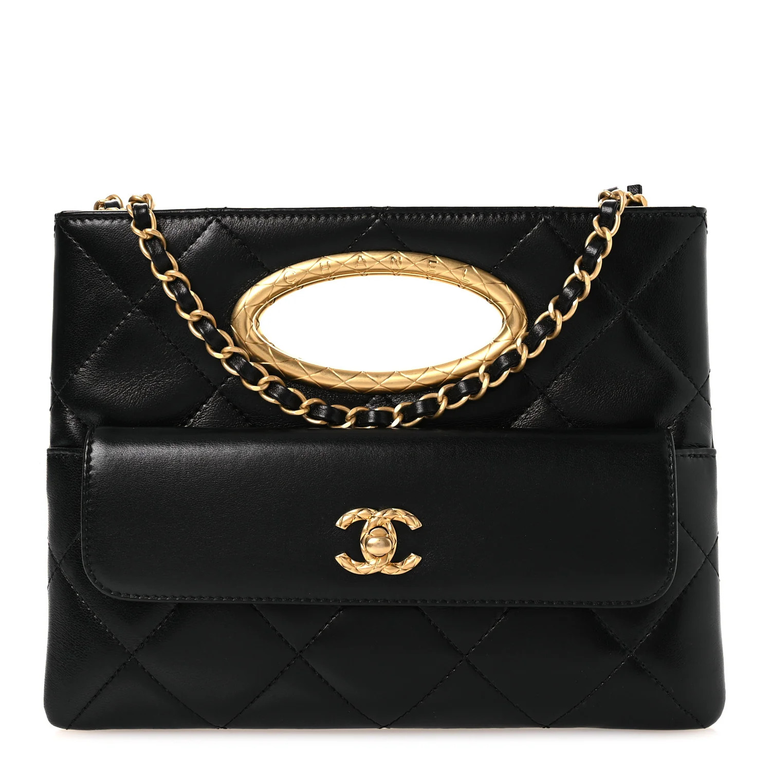Chanel Lambskin Quilted Clutch Mini Flap Bag Black 1921647 | FASHIONPHILE (US)