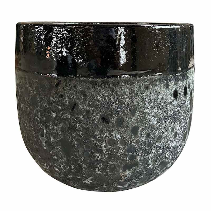 Black Lava Ceramic Outdoor Planter, Small | At Home