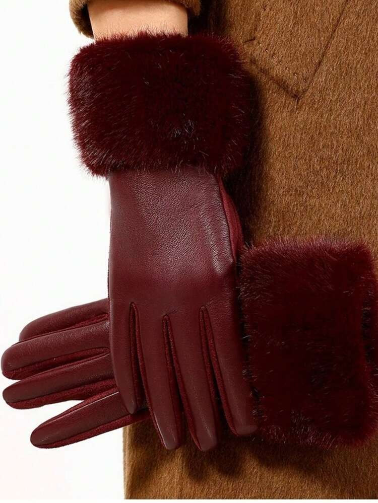 1 Pair Women's New Solid Color Elegant Casual Street Polyester Fingerless Gloves, Autumn/Winter | SHEIN