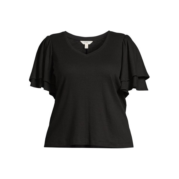 Terra & Sky Women's Plus Size Double Flutter Sleeve Top - Walmart.com | Walmart (US)
