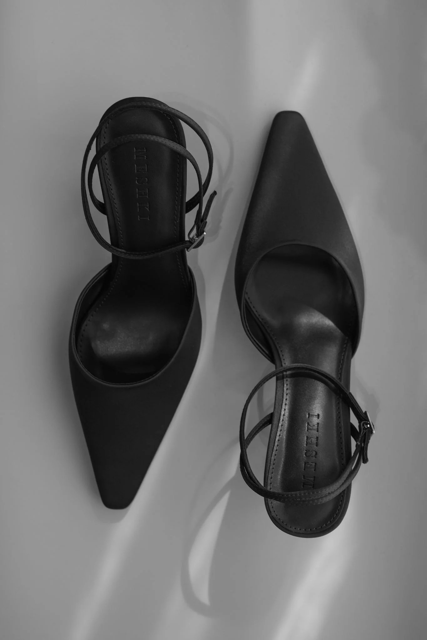 Marley Satin Pointed Heel - Black | MESHKI US