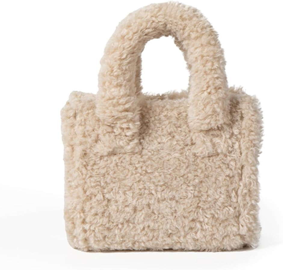 Extolove Furry Tote Bag, Cute Mini Faux Fur Bag Winter Lambswool Fuzzy Purses and Handbags for Wo... | Amazon (US)