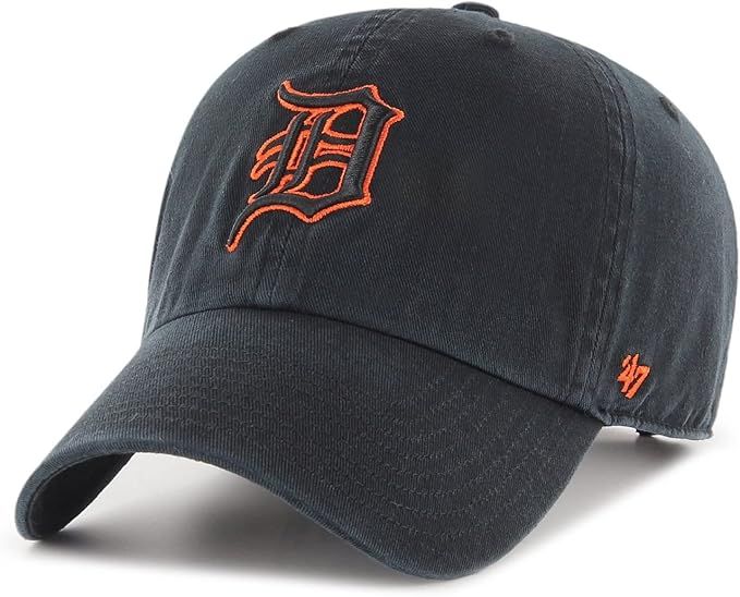 '47 Detroit Tigers Black with Orange Outline Clean Up Adjustable Hat | Amazon (US)