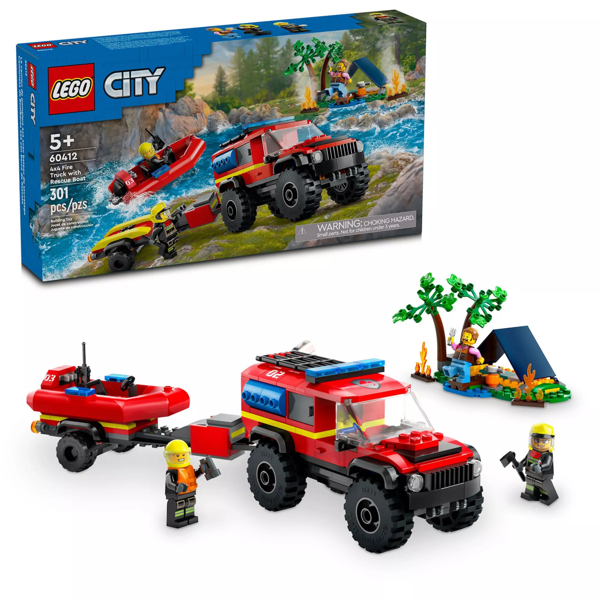 LEGO City 4x4 Fire Truck with Rescue Boat Toy 60412 (301 Pieces) | Kohl's