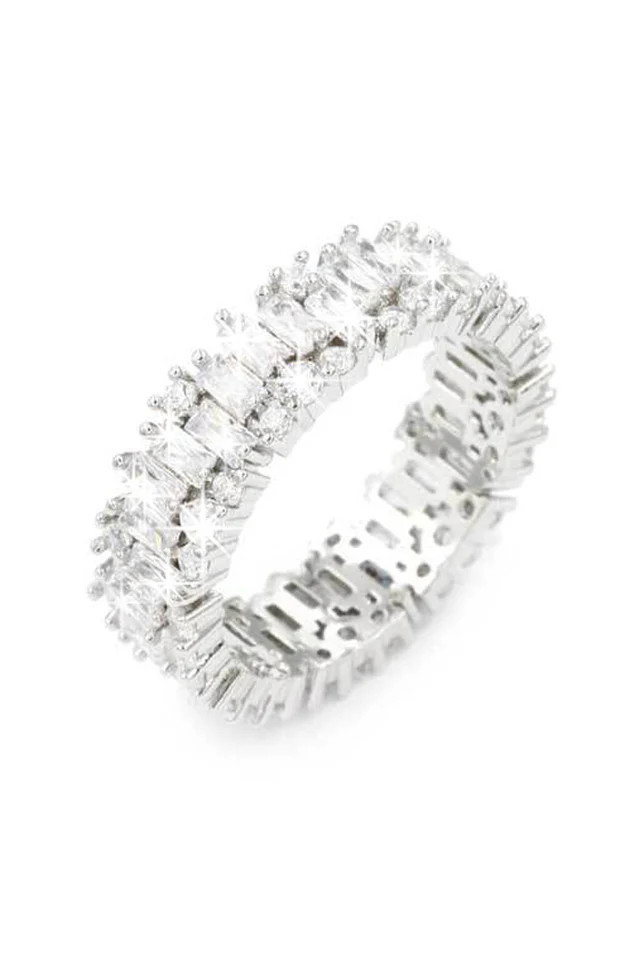 Miss Lola | Eternal Embellished Band Ring Silver | MISS LOLA