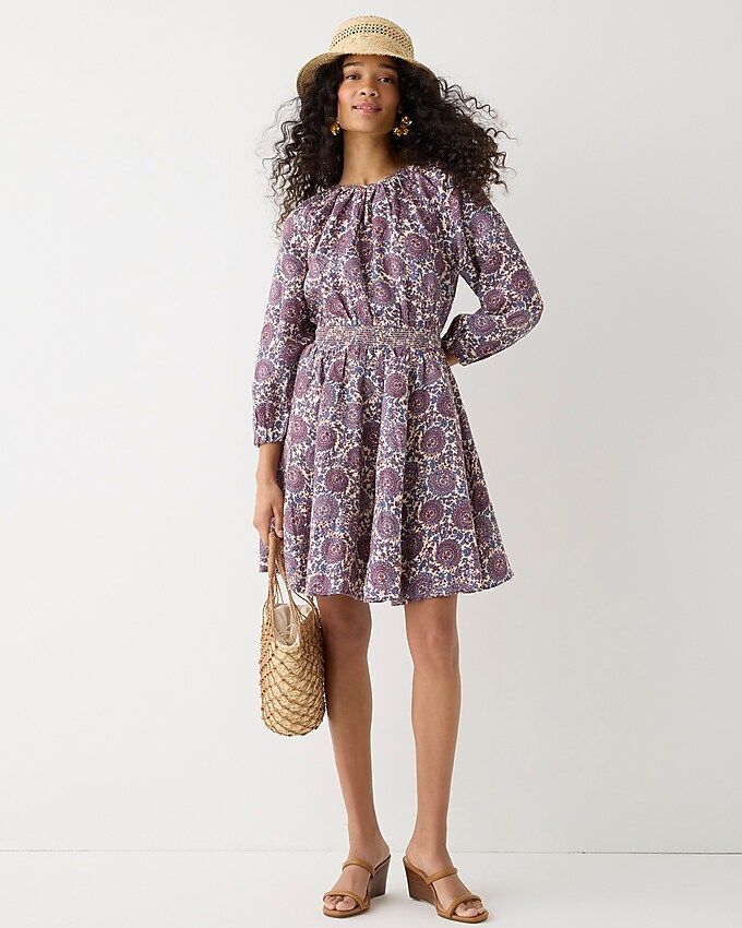 Palermo smocked-waist mini dress in floral bouquet linen | J.Crew US