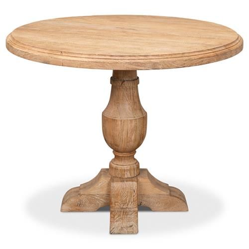Stella French Beige Mango Wood Pedestal Base Round Bistro Dining Table - 40"W | Kathy Kuo Home
