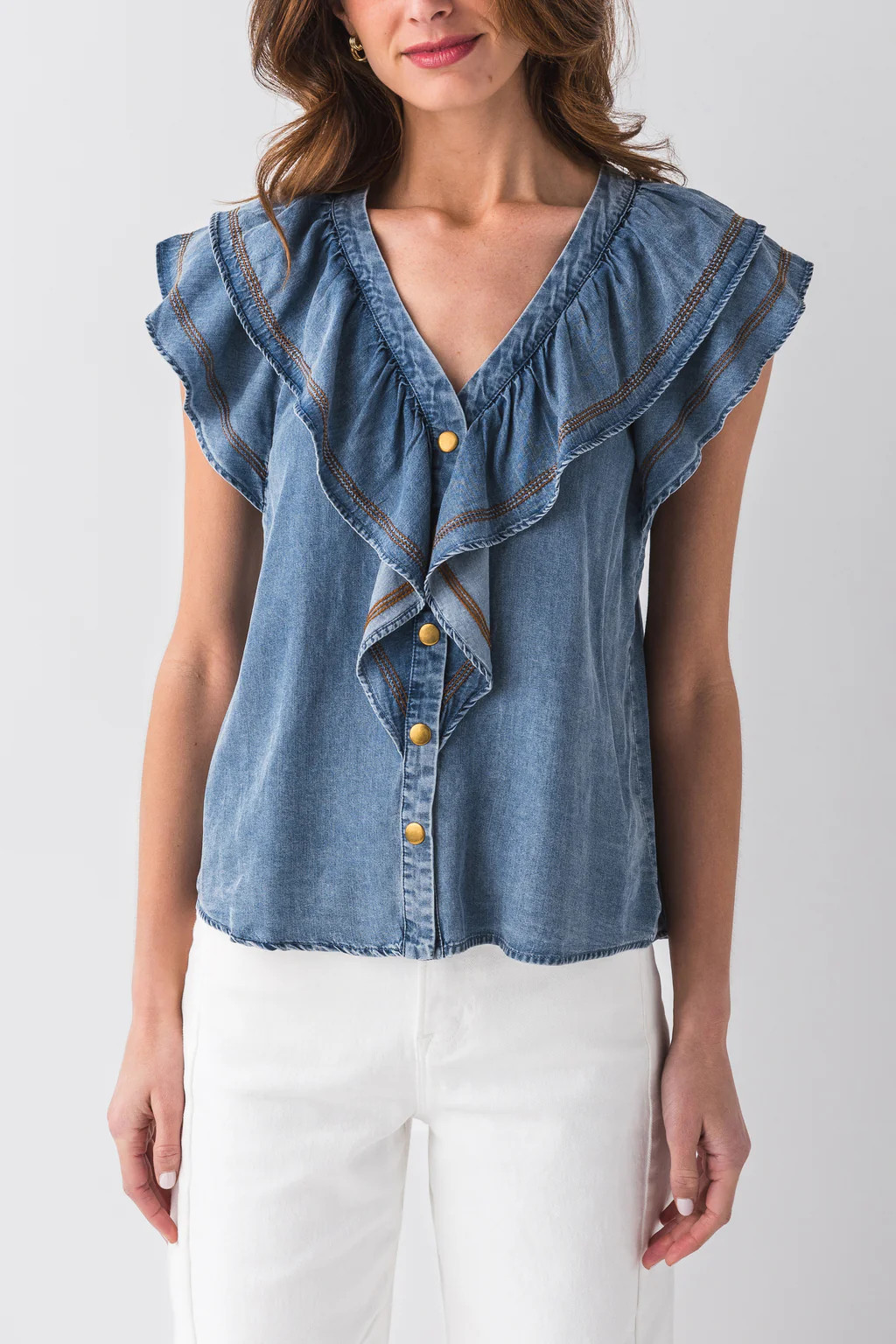 Fate Vneck Top with Ruffle Trim Overlay | Social Threads