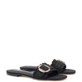 Ivy Broderie Flat Mule In Black Raffia | Larroude