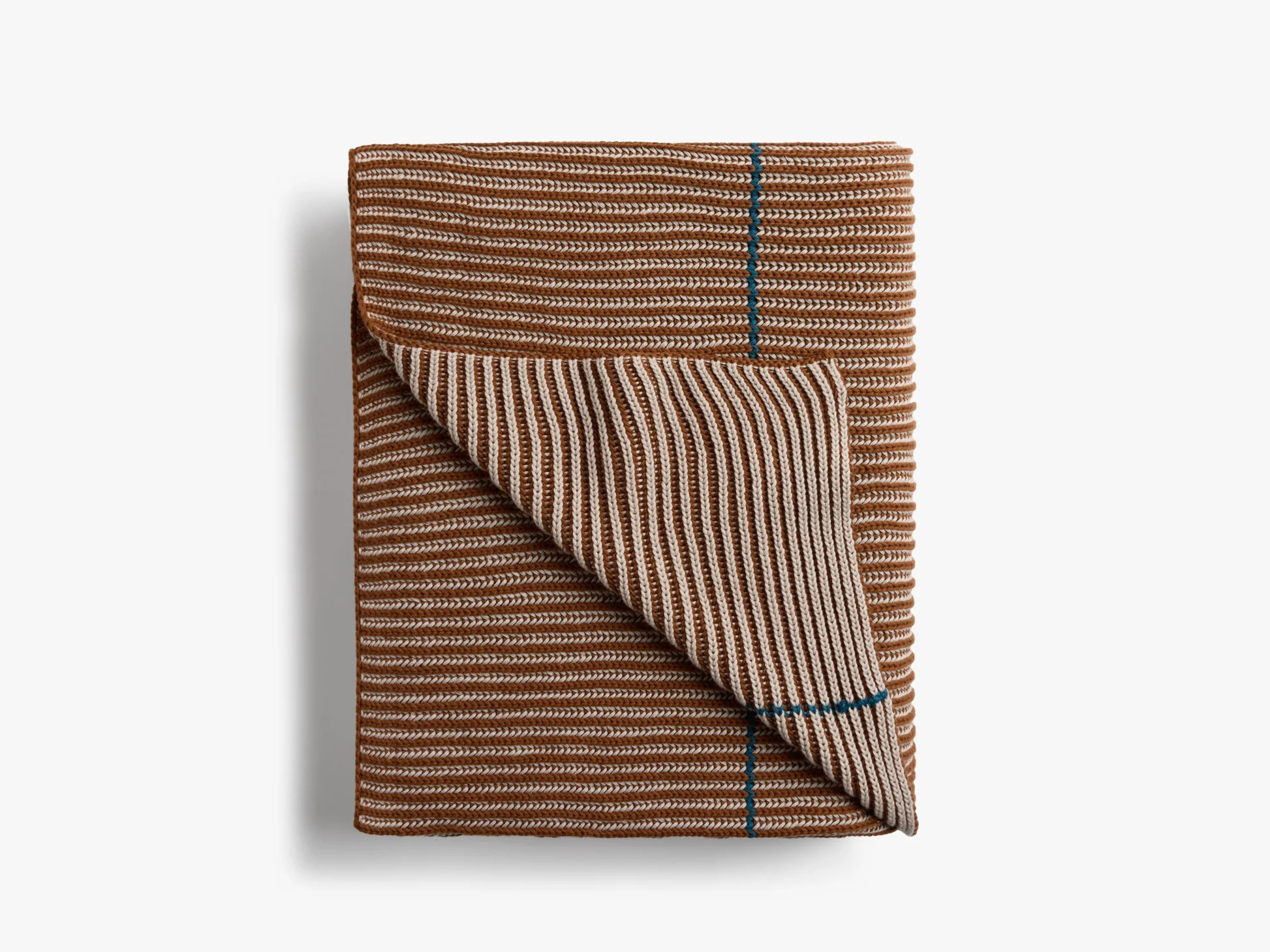 Organic Two Tone Rib Knit Throw (Bone and Tobacco) | Parachute