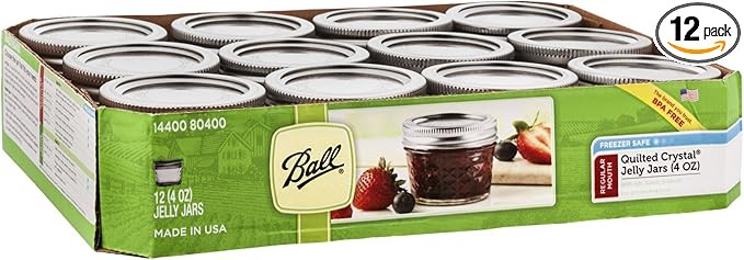 Ball Mason 4oz Quilted Jelly Jars with Lids and Bands, Set of 12 | Amazon (US)