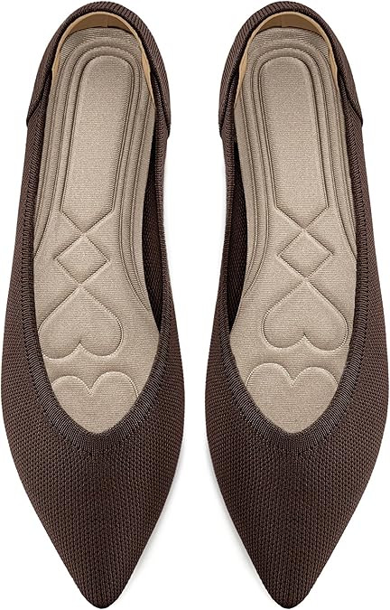 HARENCE Women's Flats Ballet Shoes: Comfortable Pointed Toe Soft Knit Flat Casual Slip On Work Dr... | Amazon (US)