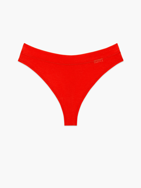 Cotton Essentials Mid-Rise Thong Knickers in Red | SAVAGE X FENTY UK United Kingdom | Savage X Fenty UK