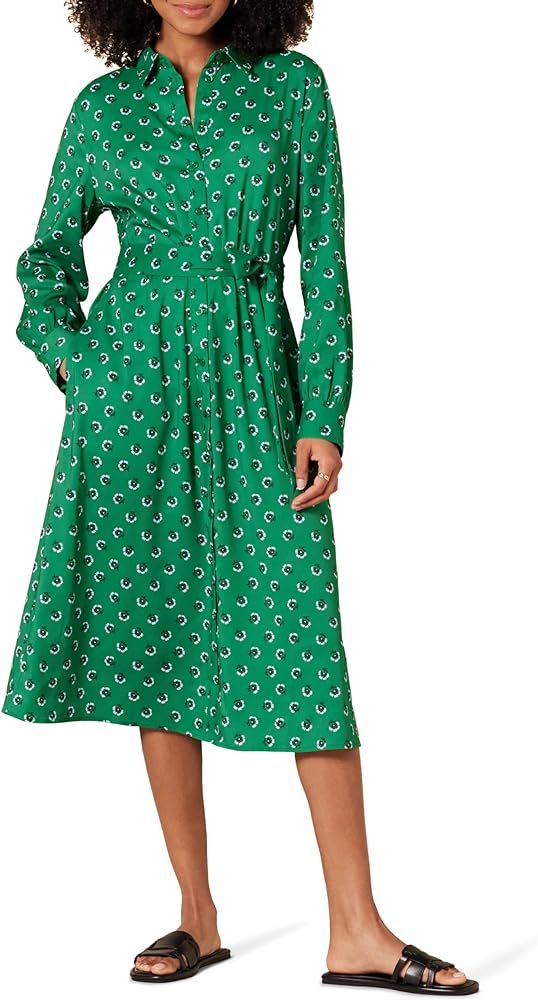 Amazon Essentials Women's Georgette Long Sleeve Midi Length Shirt Dress | Amazon (US)