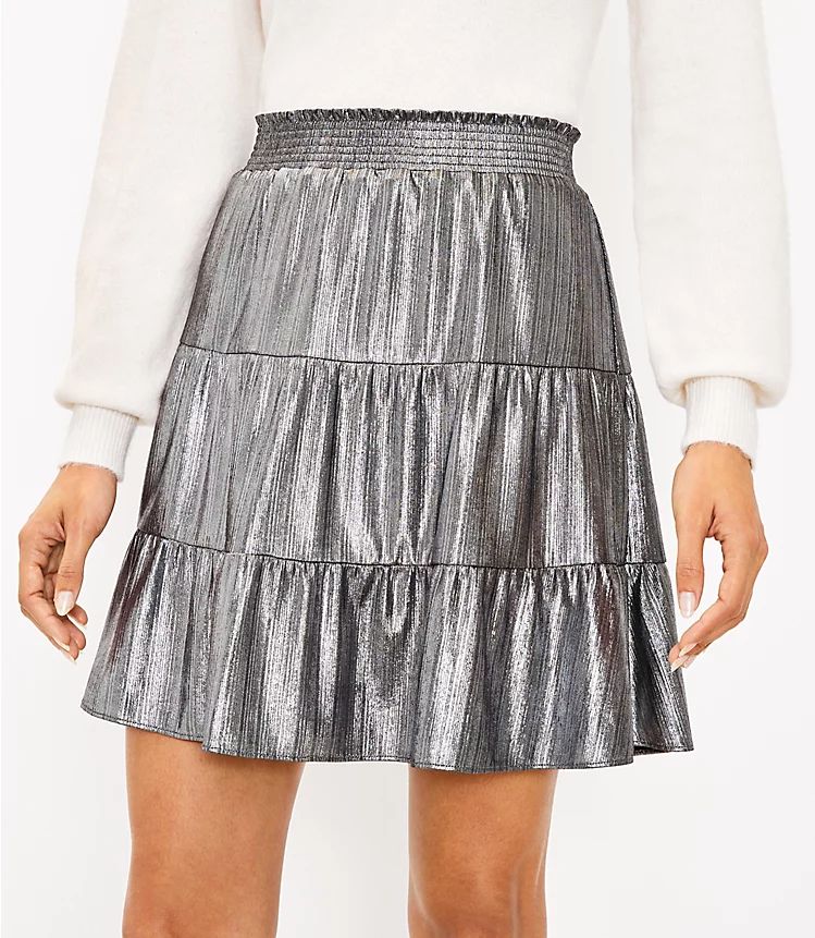 Shimmer Tiered Skirt | LOFT | LOFT