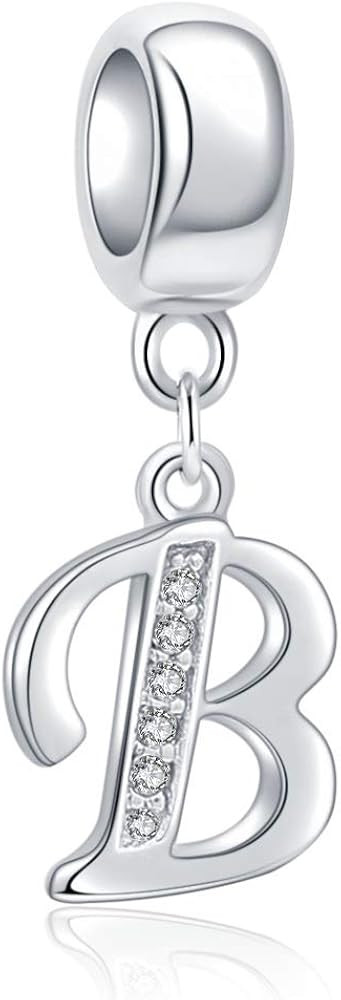 SOUKISS 925 Sterling Silver Letter Beads Initial A-z Dangle Alphabet Crystal Charm Fits European ... | Amazon (US)