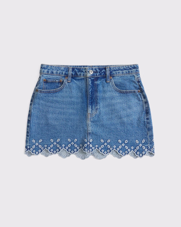 Curve Love Mid Rise 5-Pocket Denim Mini Skort | Abercrombie & Fitch (US)