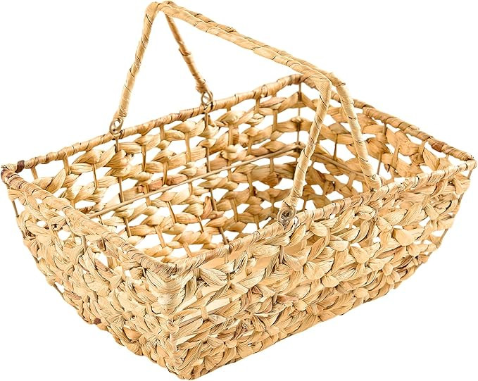 Wicker Picnic Basket with Handles, Wicker Baskets with Wooden Base for Picnic, Camping & Storage ... | Amazon (US)