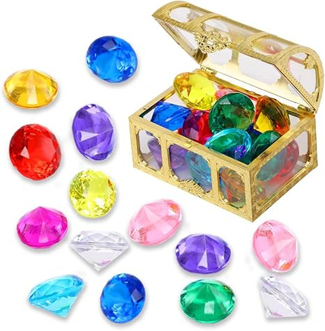 Diving gem Pool Toys Sand Toys,14 Color Diamond Treasure Chest Summer Swimming gems Pirate Diving... | Amazon (US)
