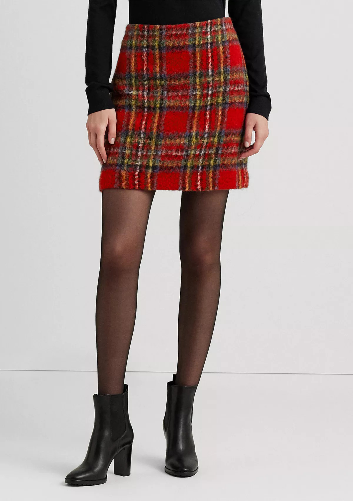 Plaid Mohair Pencil Mini Skirt | Belk