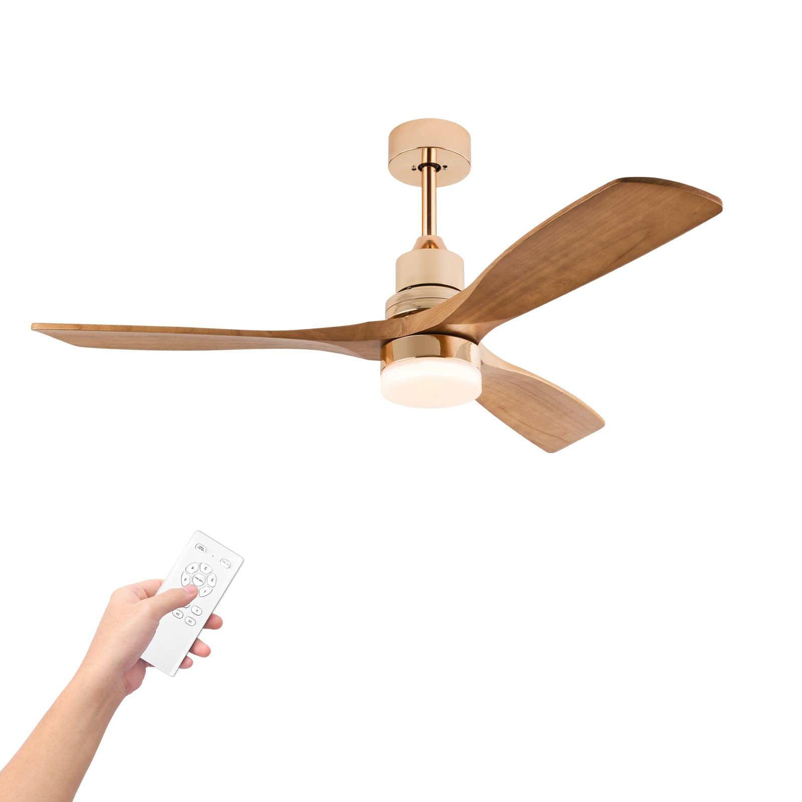 Modern 48inch Gold Ceiling Fan With Light,Remote Control, 3 Solid Wood Blades,Dimmable 22W Light,... | Amazon (US)