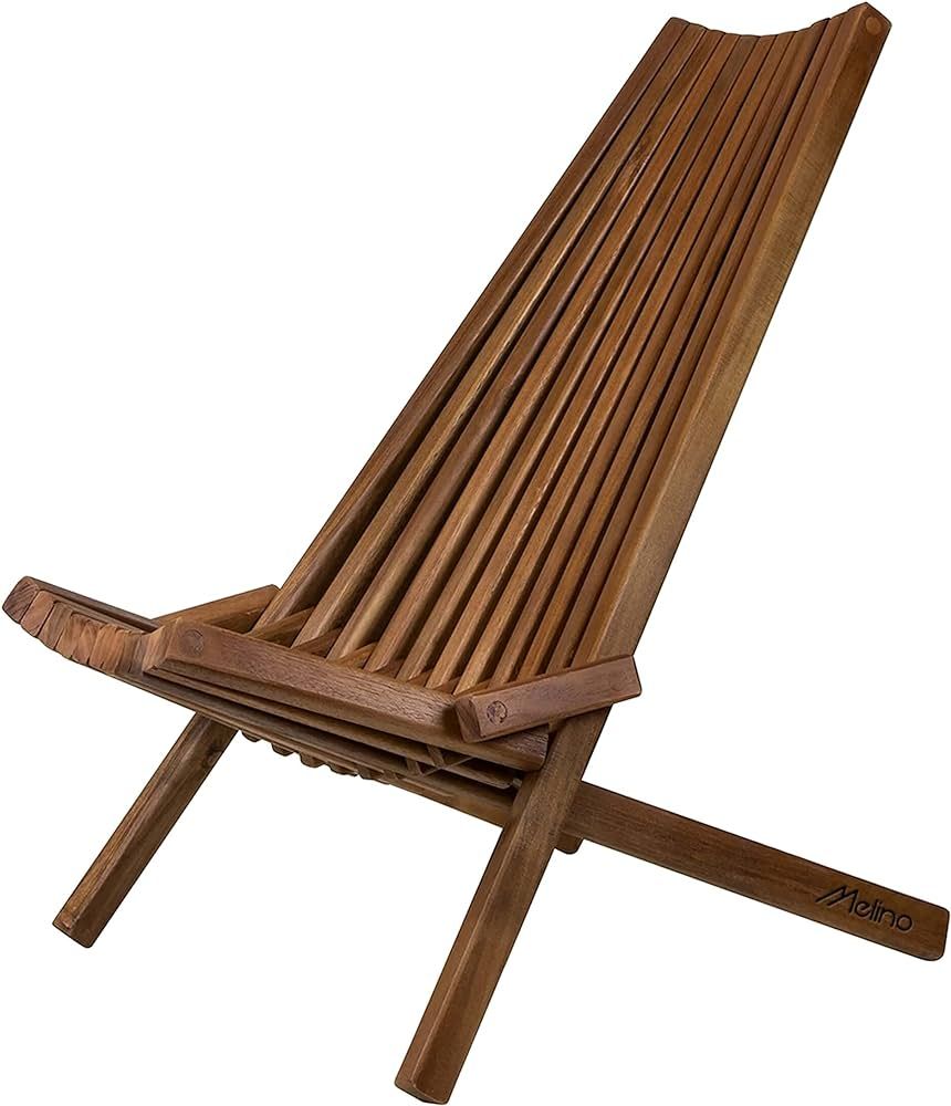 Melino Wooden Folding Chair for Outdoor, Low Profile Acacia Wood Lounge Chair with FSC Certified ... | Amazon (US)
