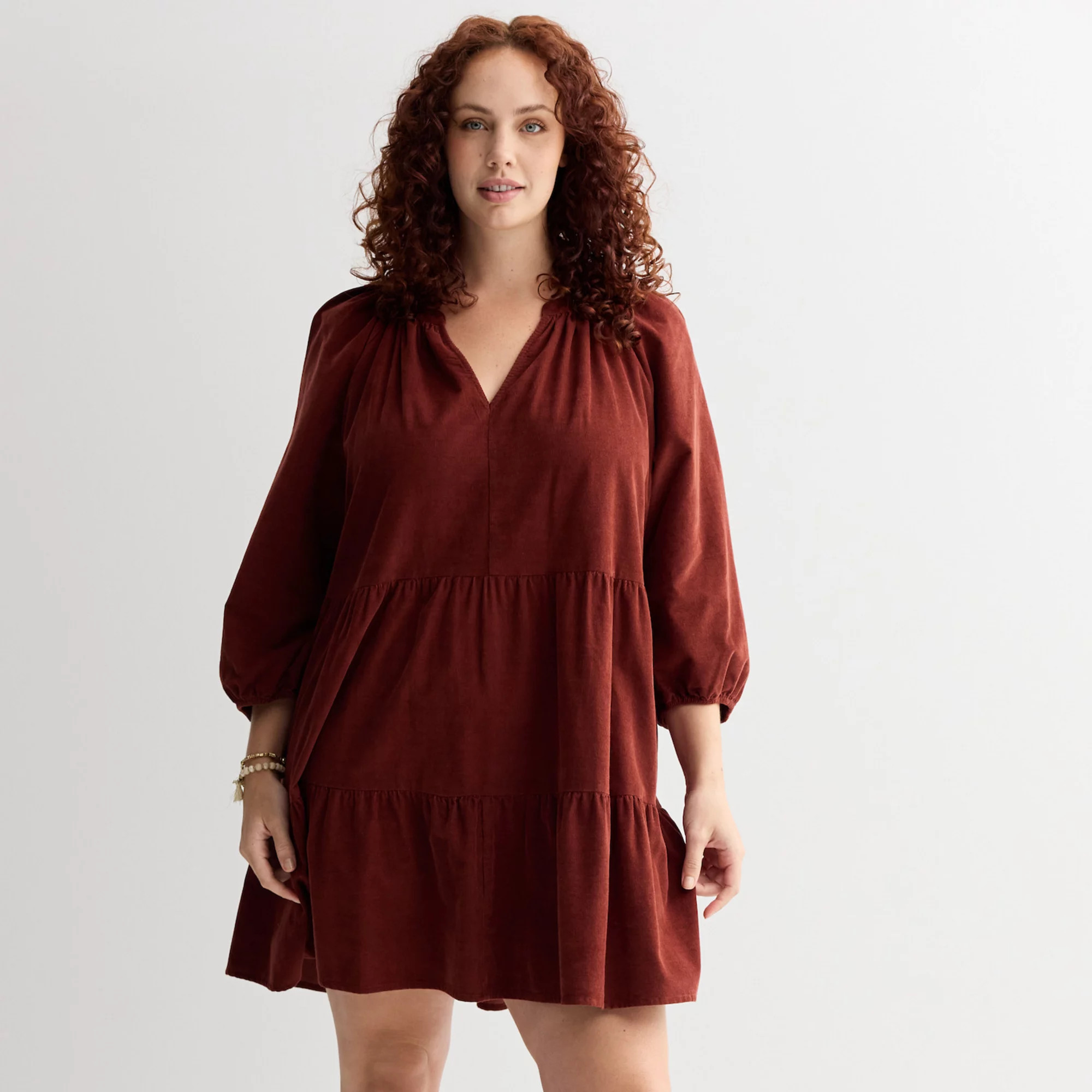 Plus Size Sonoma Goods For Life® Tiered Cord Dress | Kohl's