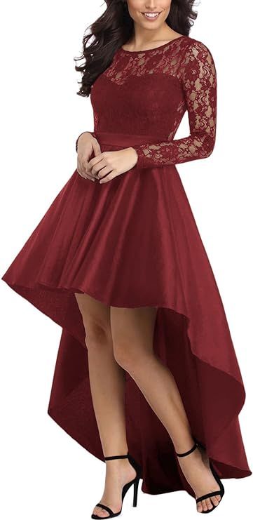 Bdcoco Women's Floral Lace Hi Low Cocktail Party Dress Swing Prom Evening Gowns | Amazon (US)