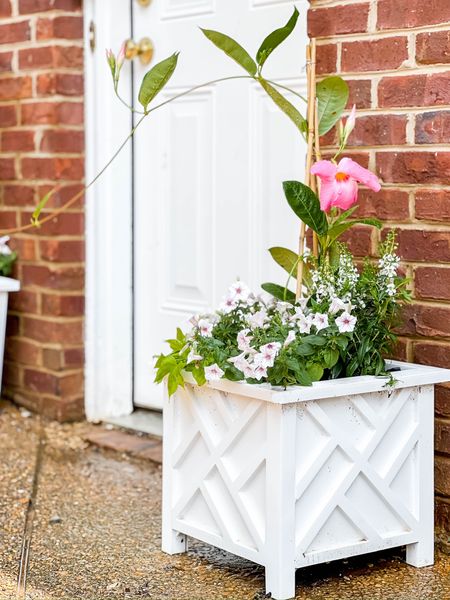 Add flowers all around your home with a few planters. I have various ones. This white box planter sits by my back door.

#LTKhome