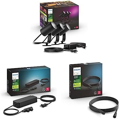 Philips Hue White and Color Ambiance Lily Outdoor Base Kit & 100W Outdoor Power Supply Unit - 1 P... | Amazon (US)