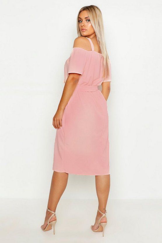 Plus Plunge Ruffle Belt Midi Dress | Boohoo.com (US & CA)