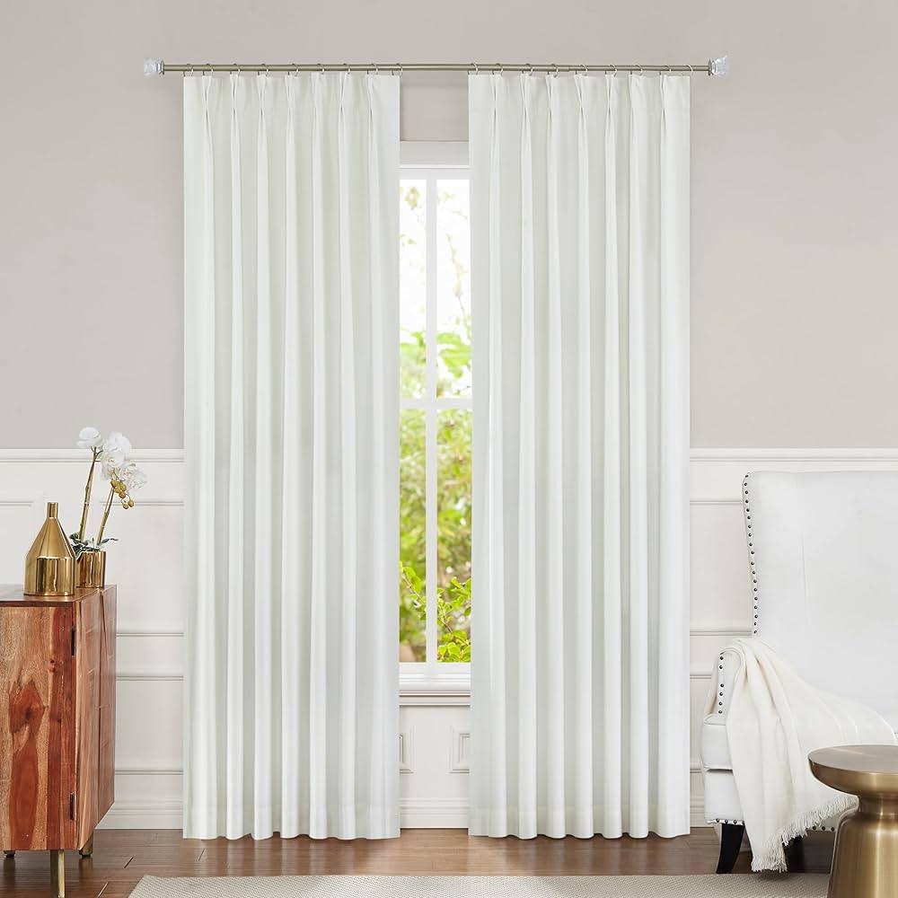 Cream Full Blackout Pinch Pleat Curtain Panel 84 Inches Long with Backtab for Bedroom Living Room... | Amazon (US)